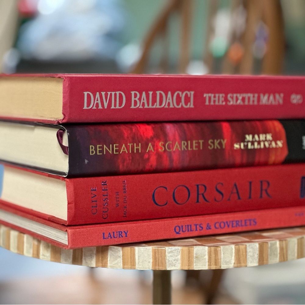 Pottery barn style decor red and Gray Book Sets